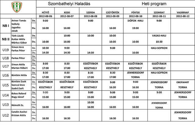 Haladás heti program